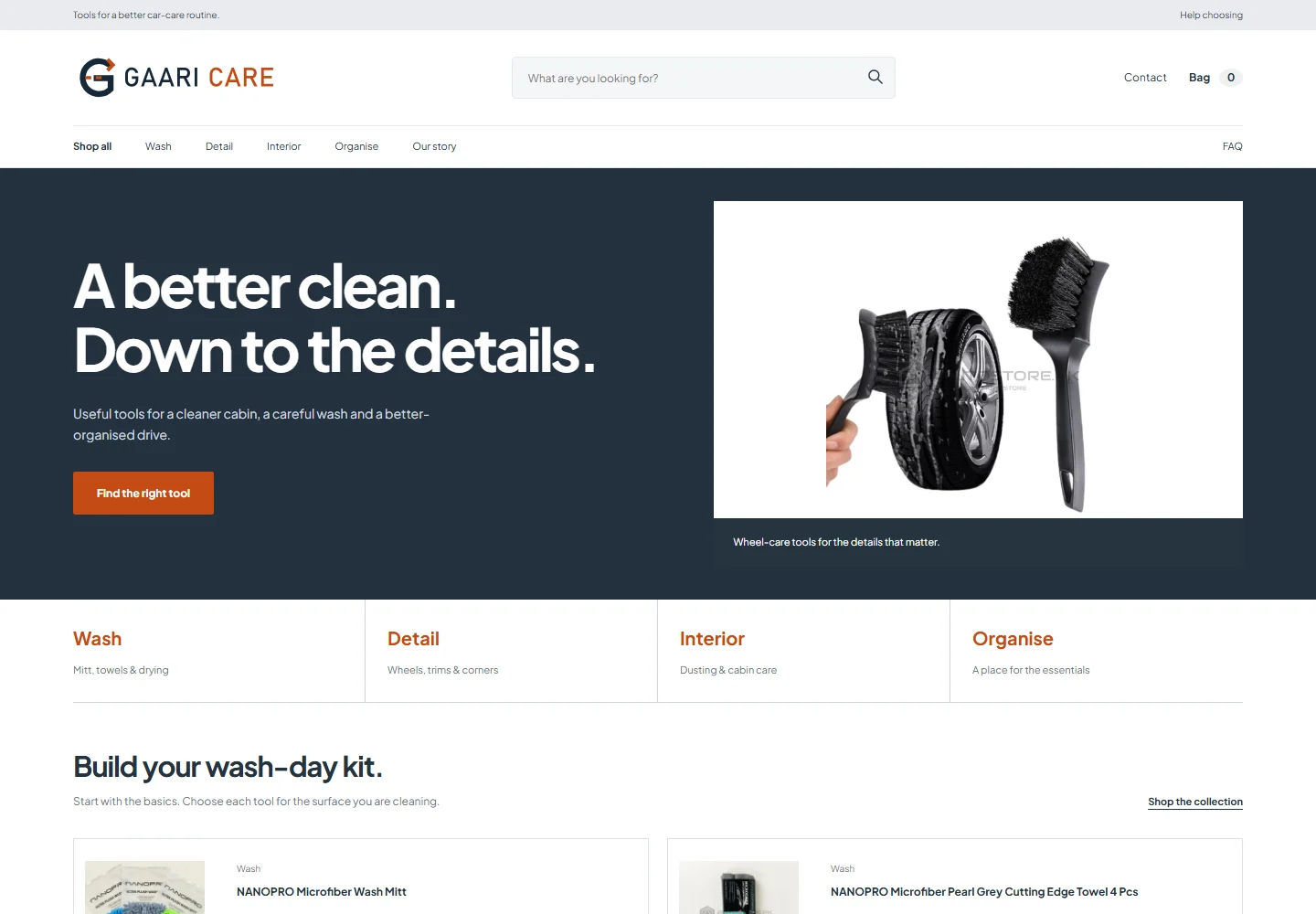 GaariCare homepage