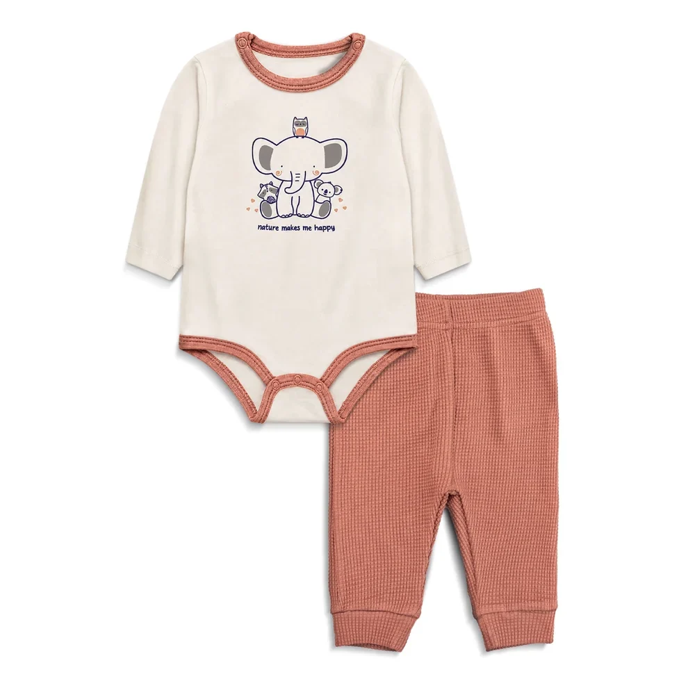 Cuddle & Cradle Bodysuit & Trouser Set Elephant Peach - 002
